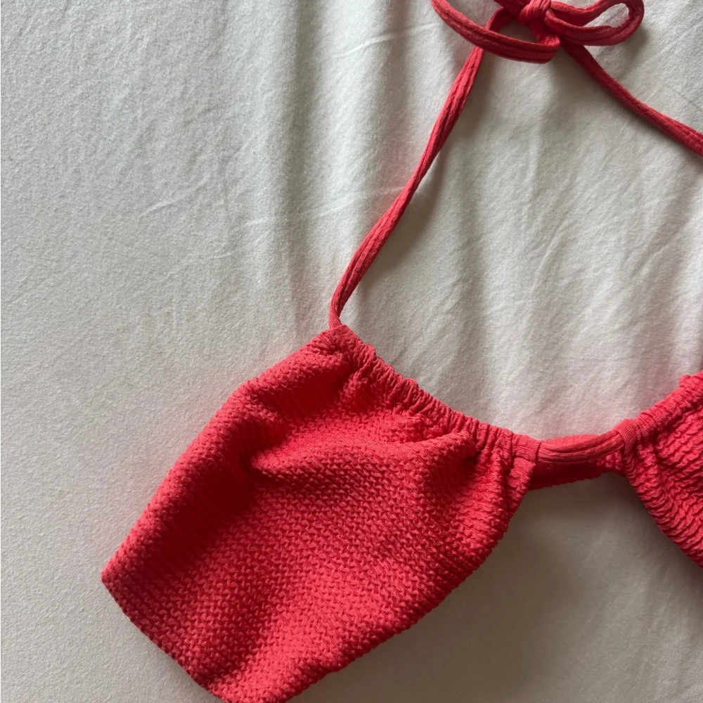 Monday Swimwear Red Textured Bandeau Bikini